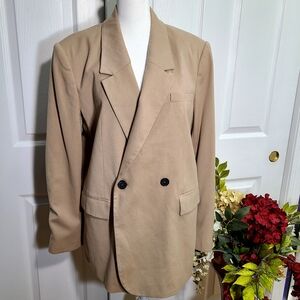 Zara Women's Oversized Double Breasted Blazer Size S Beige Casual Outdoor